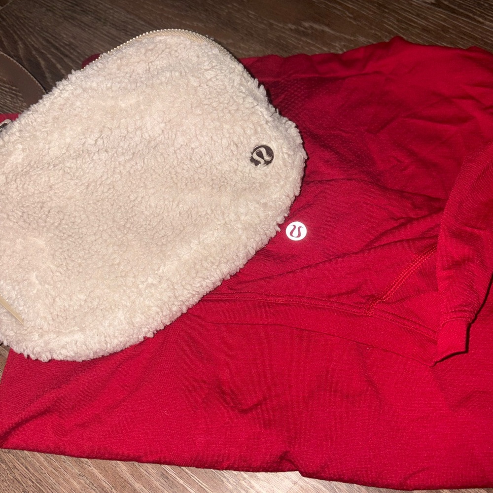 Lululemon Red Top and Cream Belt Bag BUNDLE